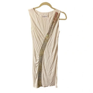 EMILIO PUCCI WHITE BEADED RUCHED DRESS